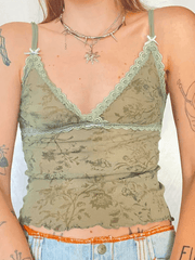 Vintage Lace Patch Wood Ear Cami Top