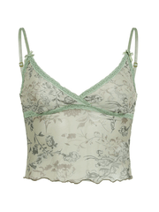 Vintage Lace Patch Wood Ear Cami Top