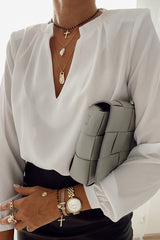 Bxoxo - Fashion British Style Solid V Neck Tops(3 colors)