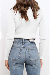 Bxoxo - Casual Solid Patchwork Turtleneck Tops