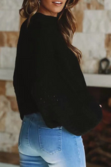 Bxoxo - Casual Solid Patchwork Turtleneck Tops Sweater