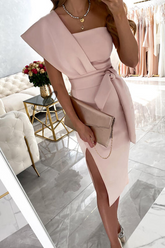 Bxoxo - Casual Print Split Joint One Shoulder Pencil Skirt Dresses(4 colors)