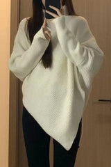 Bxoxo - Casual Solid Asymmetrical Turtleneck Tops