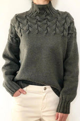 Bxoxo - Casual Solid Weave Turtleneck Tops