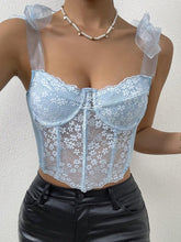Lace Mesh Tie Up Corset Top