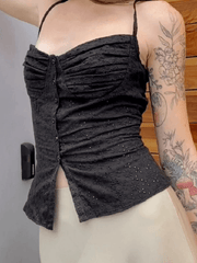 Buttoned Broderie Lace Cami Top