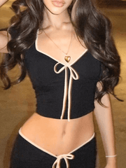 Color Blocking Short Sleeved Crop Top