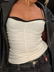 Contrast Color Pleat Cami Top