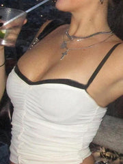 Contrast Color Pleat Cami Top