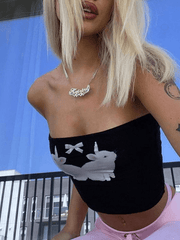 Cute Bunny Printed Bandeau Top