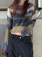 Cutout Irregular Splice Backless Crochet Top