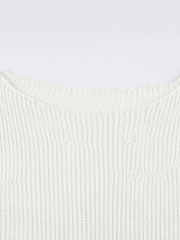 Distressed Crochet Knit Long Sleeve Crop Top