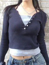 BXOXO Fake Two Piece Halter Long Sleeve Tee