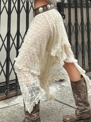Irregular Lace Ruffle Skirt