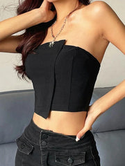 Irregular Navel Bandeau Top
