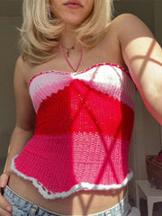 Knit Contrast Color Slim Bandeau Top