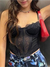 Lace Mesh Embroidery Corset Top