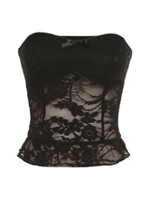 Lace Perspective Ruffle Bandeau Tops