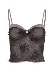 Lace Stitching Crop Cami Top