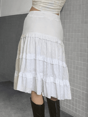 Low Waist Lace Up Cutout Midi Skirt