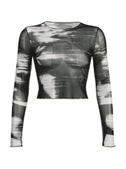 Over Dyed Mesh Long Sleeve Crop Top