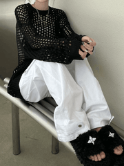 Oversized Crochet Open Knit Top