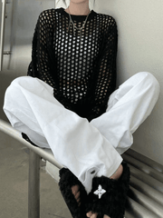 Oversized Crochet Open Knit Top