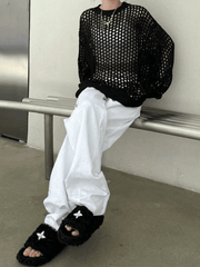 Oversized Crochet Open Knit Top