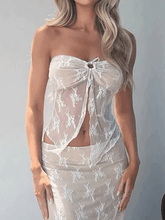 Patchwork Slit Sheer Mesh Bandeau Top