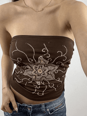 Rhinestone Floral Bandeau Top