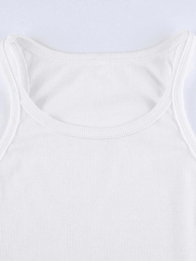 Rib Basic Solid Crop Cami Top