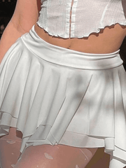 Solid Color Asymmetric Mini Skirt