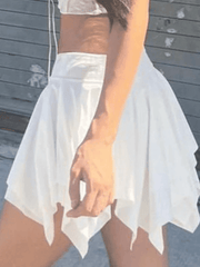 Solid Color Asymmetric Mini Skirt