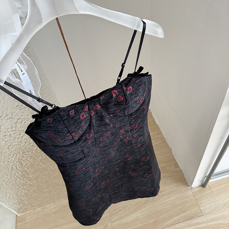 BXOXO - summer inspo French Sweet Temperament Floral Suspended Dress Women Summer New Sleeveless Camisole Dresses Casual Mini Dress