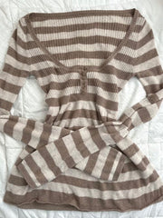 Bxoxo Casual fashion striped autumn and winter pullover sweater vintage Harajuku Y2K punk emo girls streetwear cute chic slim sweater