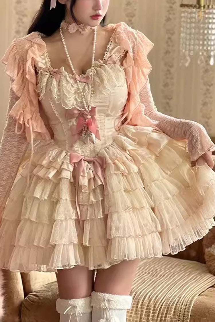 BXOXO - Love God Girl Romantic Ballet Style Multi-layer Ruffle Sweet Princess Lolita Dress 2 Colors