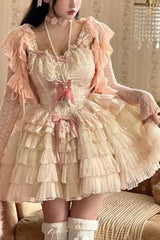 BXOXO - Love God Girl Romantic Ballet Style Multi-layer Ruffle Sweet Princess Lolita Dress 2 Colors