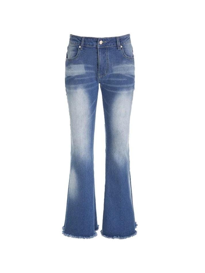 Wash Low Rise Raw Trim Flare Jeans
