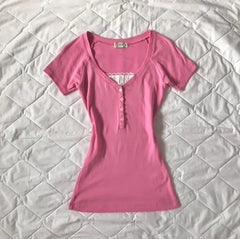 BXOXO Pink Kawaii Summer T shirt Women Clothing Sweet Cute Slim Aesthetic Lace 2000s Graphic Tees Shirts Korea Harajuku Girl Crop Tops