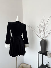 BXOXO - summer inspo Bow Wood Ear Dress Women Autumn Winter Design Sense Niche French RetroTemperament Women Dresses