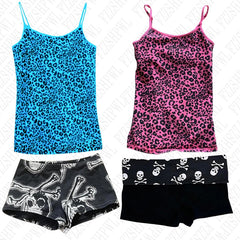 Bxoxo Streetwear hip hop leopard punk vintage women's sleeveless camisole top Y2K rock chic aesthetic summer women shorts emo Girl top