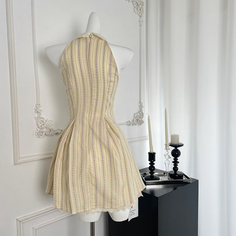 BXOXO - summer inspo Summer New Niche Design Lapel Sleeveless Dress Women's Sweet Temperament Short Dresses Fashion Elegant Dress