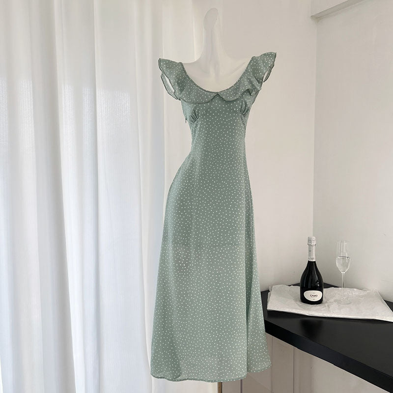 BXOXO - summer inspo Chic Design Sense Small Flying Sleeve Dress Women 2025 Summer Fashion Casual Seaside Holiday Waist-slimming Long Skirt