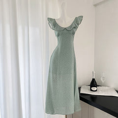 BXOXO - summer inspo Chic Design Sense Small Flying Sleeve Dress Women 2025 Summer Fashion Casual Seaside Holiday Waist-slimming Long Skirt