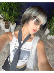 Bxoxo Sexy vintage emo girls streetwear rock punk gothic ladies slim suspender aesthetic geometric pattern printed suspender tank tops