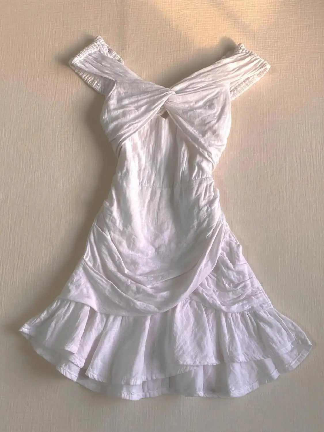 BXOXO Korea Summer Mini Dresses White Sexy Women Clothes Harajuku Sweet Girl Cross Kpop Short Dress Punk Vintage Femme Y2K Party Dress