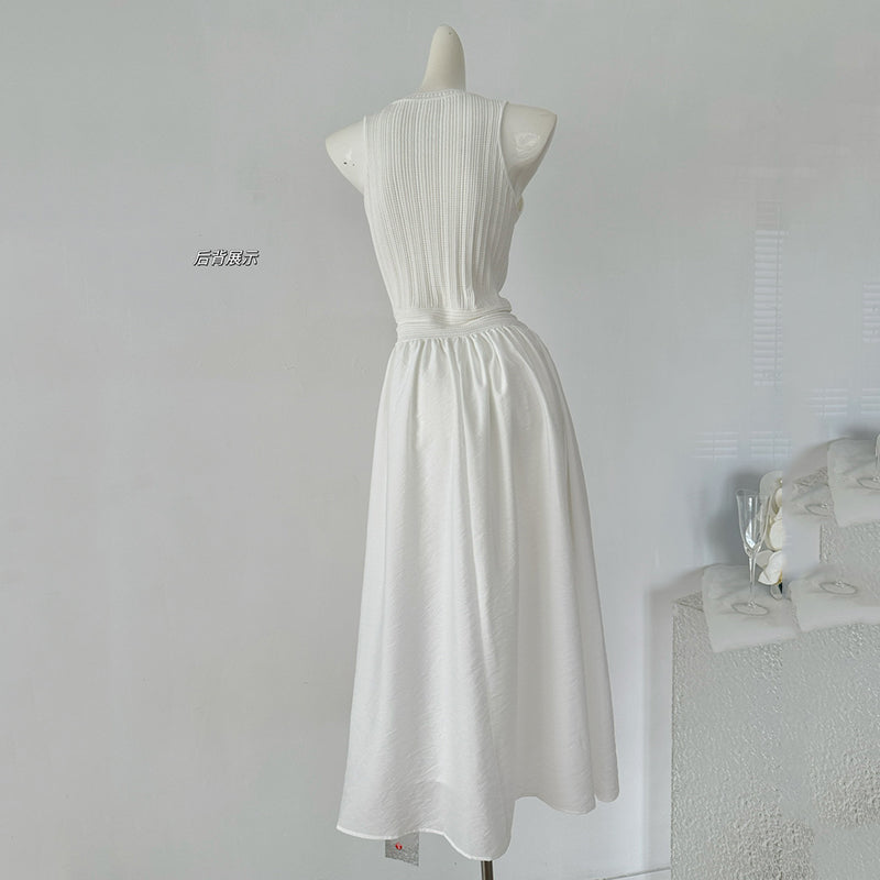 BXOXO - summer inspo French Elegant Vest Dress Women's Summer Fashion 2025 New Sleeveless Long Skirt Casual Holiday Style Dress