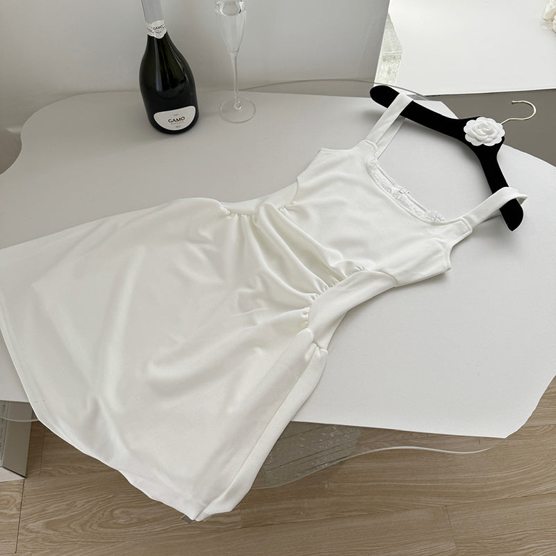 BXOXO - summer inspo French Fashion Suspender Dress Women 2025 Summer Gentle Style Elegant Sleeveless A-Line Dress