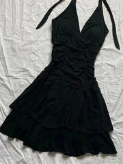 BXOXO Punk Sexy Dresses Women Clothes Summer Vintage 90s Korea Dress Sweet Girl High Waist Slim Gothic Harajuku Y2k Short Halter Dress
