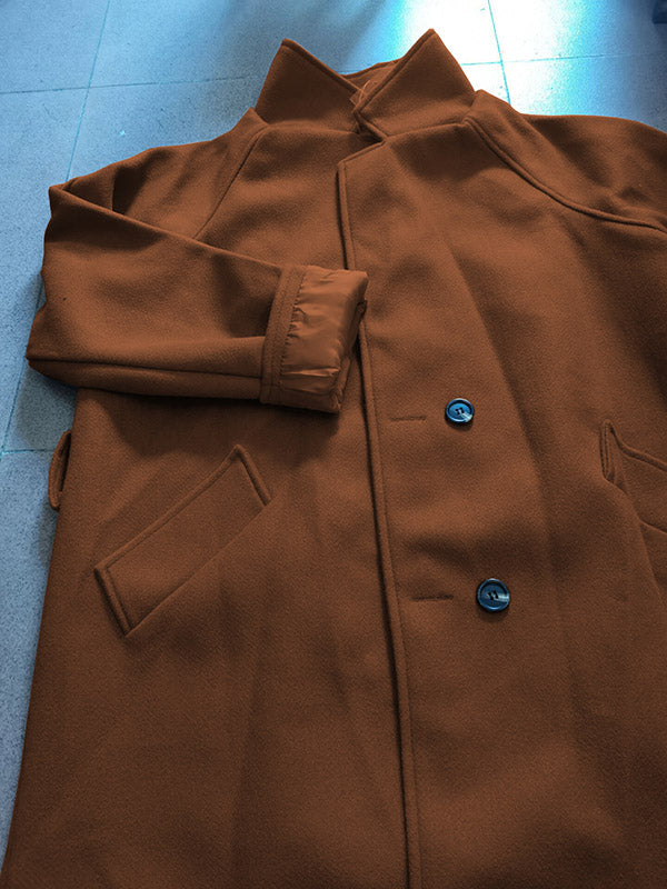 BXOXO Urban Loose Solid Color Belted Woolen Coat